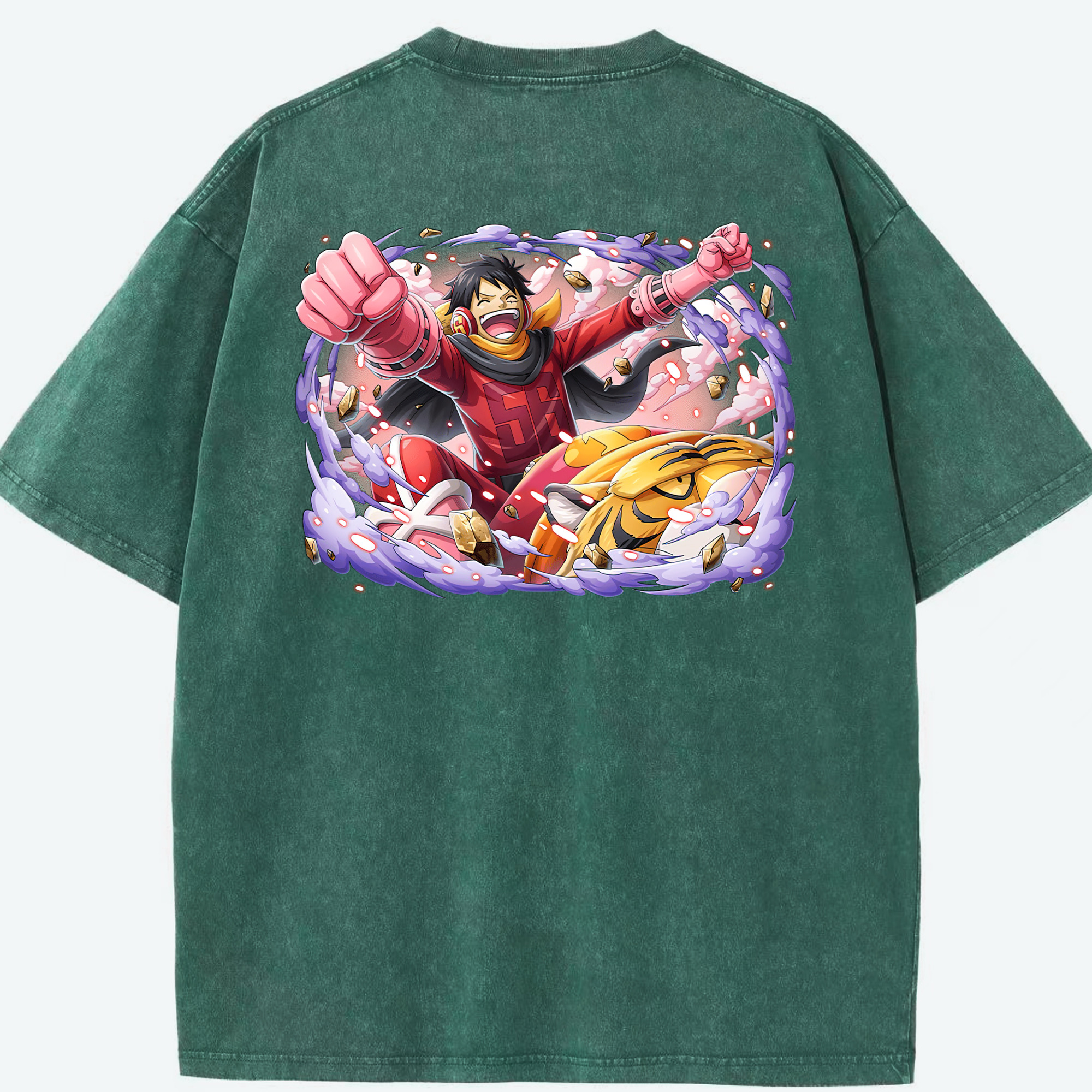 ワンピース モンキー・D・ルフィ ONE PIECE Monkey D. Luffy 綿100% ヴィンテージ風 半袖Tシャツ（背面プリント）